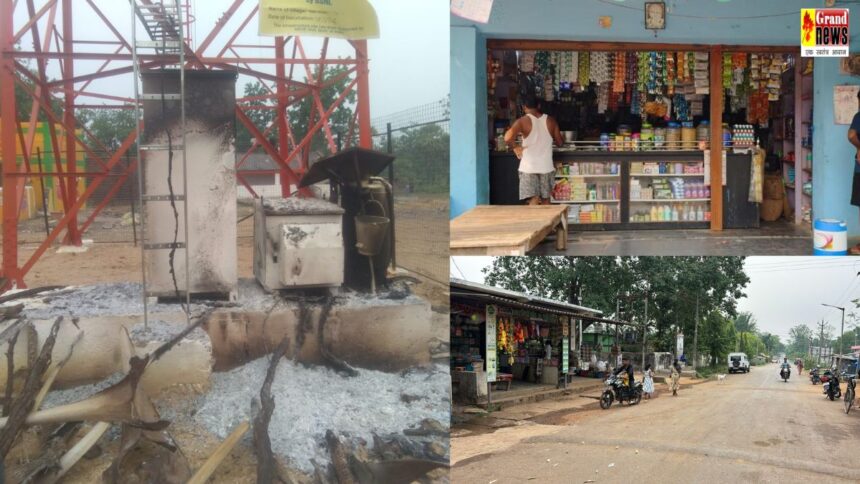नक्सलियों ने मोबाइल टावर के जनरेटर को किया आग के हवाले, बीजापुर में नहीं दिखा बंद का असर, खुली रही दुकाने  